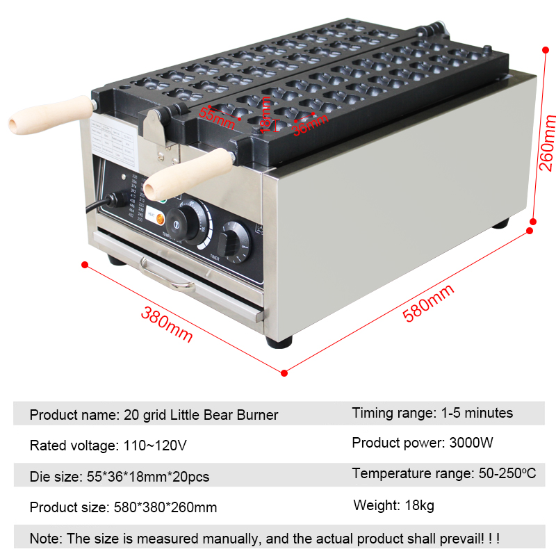 Commercial 20Pcs Bear Shape Ta - огляд і ціна Egg Waffle Pan