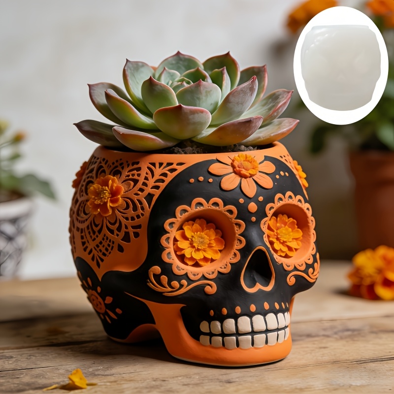 Flower relief skull succulent  - огляд і ціна Potsticker Mold