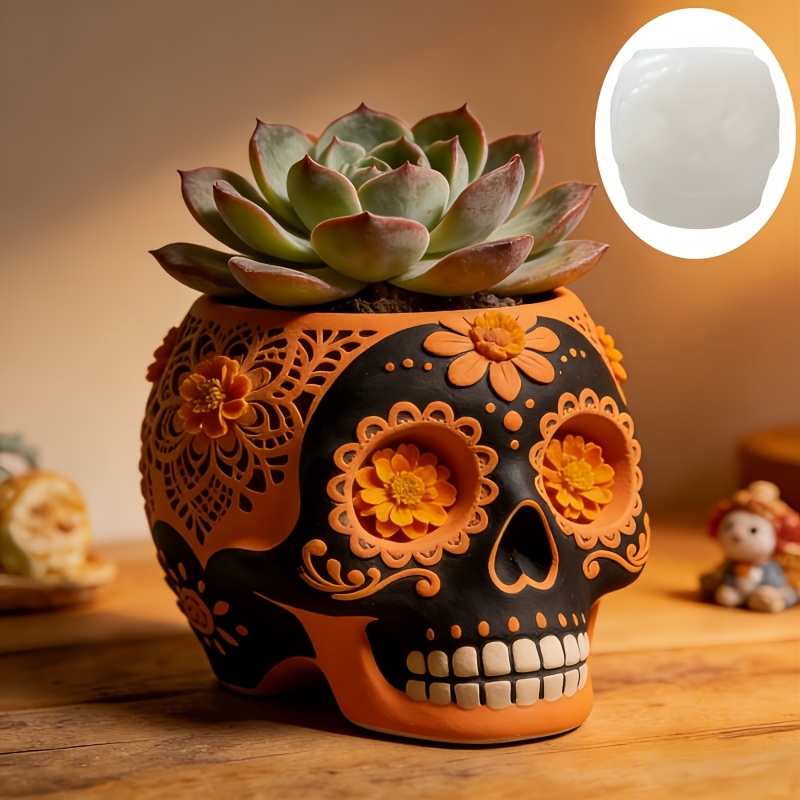 Flower relief skull succulent  - огляд і ціна Potsticker Mold