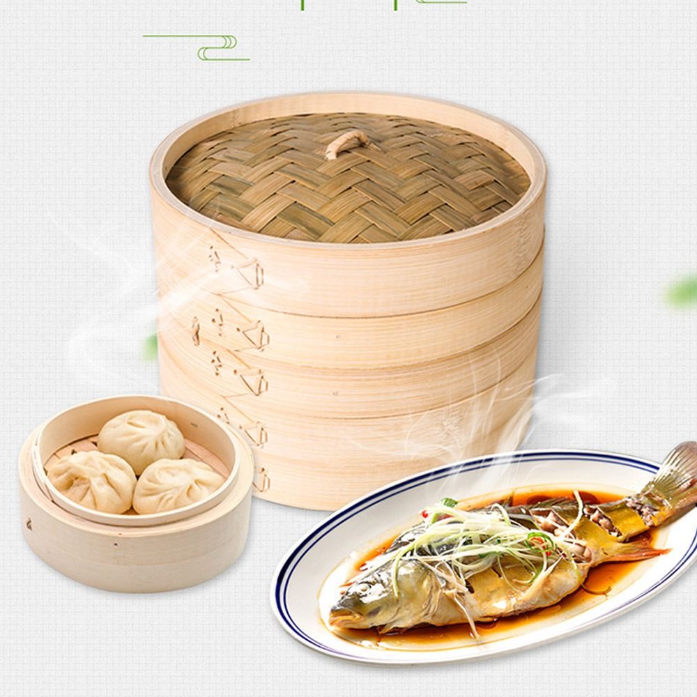 Bamboo Steamer Basket with Lid - огляд і ціна Bao Steamer Bamboo